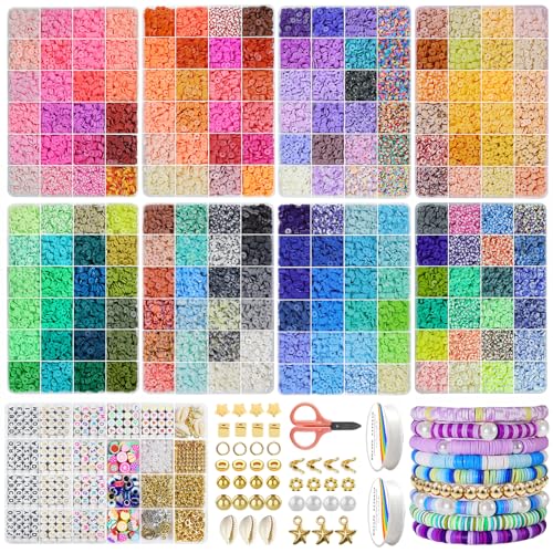 Redtwo 45.000 Stück Tonperlen-Armbandherstellungs-Set, 9 Boxen in 192 Farben, Freundschaftsarmband-Set, flache Polymer-Heishi-Perlen für Schmuckherstellung, Bastelgeschenk für Mädchen im Alter von 6 Redtwo 45.000 Stück Tonperlen-Armbandherstellungs-Set, 9 Boxen in 192 Farben, Freundschaftsarmband-Set, flache Polymer-Heishi-Perlen für Schmuckherstellung, Bastelgeschenk für Mädchen im Alter von 6 von Redtwo