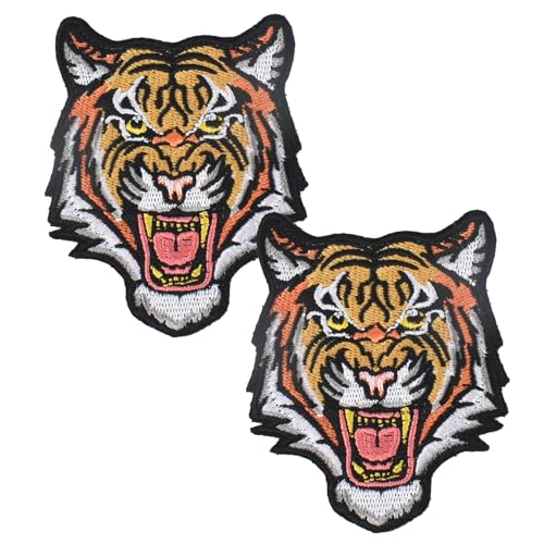 Redvigh Tiger Aufnäher zum Aufnähen, brüllender Tigerkopf, bestickte Flicken für Mützen, Kleidung, Rucksäcke, 8,5 x 7,9 cm, 2 Stück Redvigh Tiger Aufnäher zum Aufnähen, brüllender Tigerkopf, bestickte Flicken für Mützen, Kleidung, Rucksäcke, 8,5 x 7,9 cm, 2 Stück von Redvigh