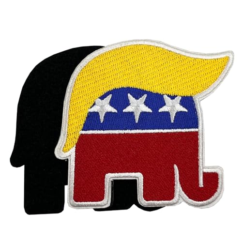 ReelFun 7,6 cm Trump-Elefantenhaar, Mittel, Rund, Mehrfarbig, Kreativ Cartoon, Politisch, Appliqué, Patch, Klettverschluss von ReelFun