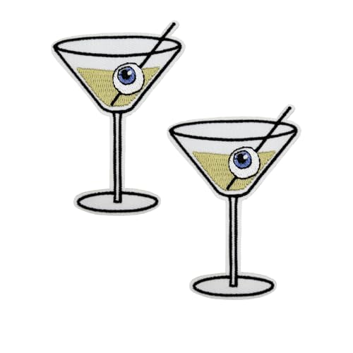 7,6 cm große bestickte Aufnäher zum Aufbügeln mit Halloween-Cocktail-Augapfel von ReelFun