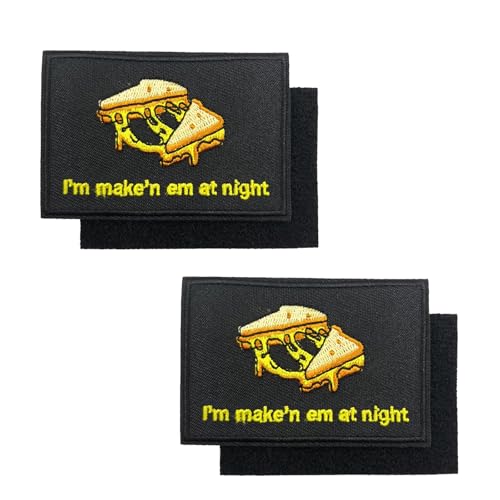 7,6 cm lustiger Grillkäse Meme I'm Maken Em at Night Cheese Sandwich bestickt Klettverschluss Patches von ReelFun