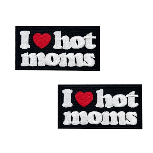 7,6 cm lustiges Humor-Design, bestickte Aufnäher zum Aufbügeln mit Aufschrift "I Love Hot Moms" von ReelFun