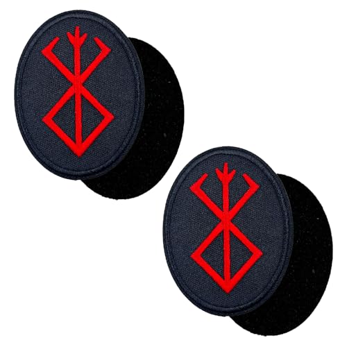 7,6 cm rote Wikinger-Berserker-Runen-Logo, bestickt, Klettverschluss von ReelFun