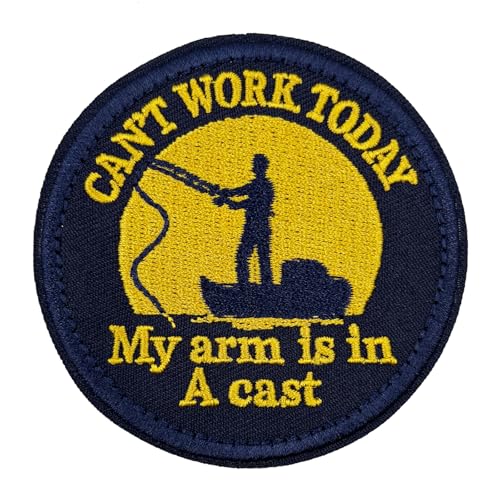 Aufnäher zum Aufbügeln, Motiv: Can't Work Today My Arm is in A Cast Fisher, bestickt, 7,6 cm von ReelFun