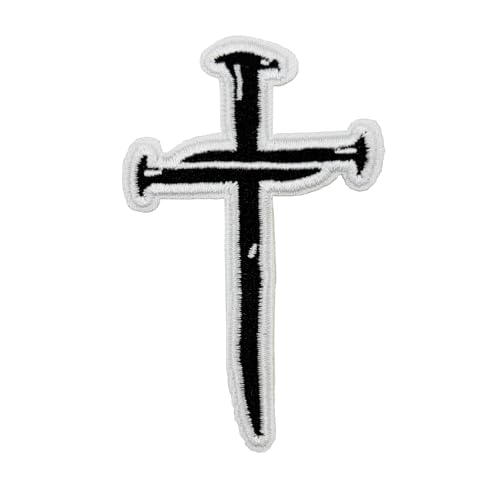 Bestickter Aufnäher zum Aufbügeln, Motiv: Kreuz der Nägel, 7,6 cm von ReelFun