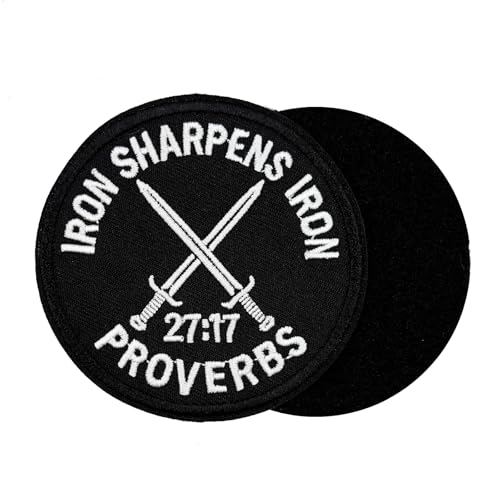 Iron Sharpens Iron Sprichwörter 27:17 bestickter Klettverschluss-Aufnäher, 7,6 cm von ReelFun