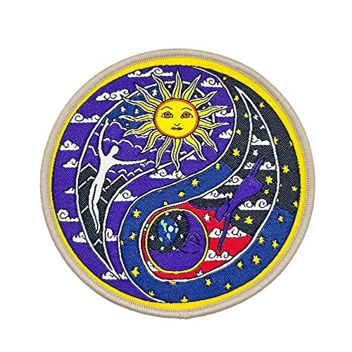 Sun Moon Yin Yang Hippie gewebt Aufnäher Aufbügler Patch von ReelFun