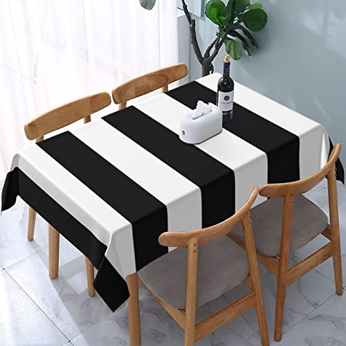 Kräftige Schwarze und weiße Streifen, rechteckige Tischdecke, staubdicht, Tischdekoration, knitterfrei, Tischtuch – 137 x 183 cm von ReesEt