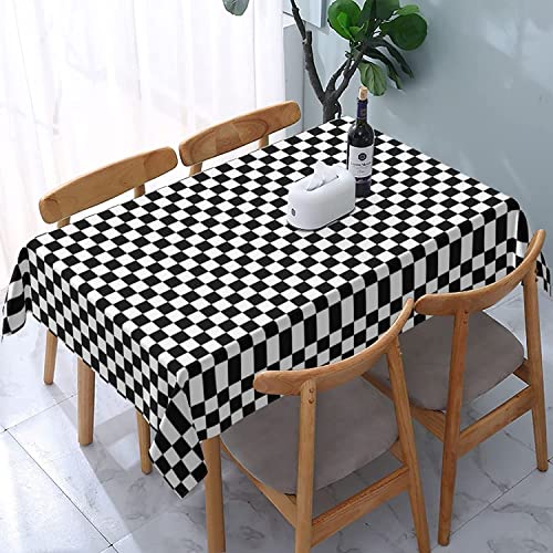 Rechteckige Tischdecke, Schachbrett-Schwarz-Weiß-inspiriert, staubdichte Tischdekoration, knitterfrei, Tischtuch – 137 x 183 cm von ReesEt