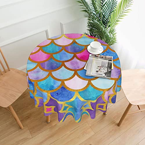 Runde Tischdecke, bunter Regenbogen Bedruckt, wasserfest, staubdicht, Tischdekoration, knitterfrei, Tischtuch – 60 Zoll von ReesEt