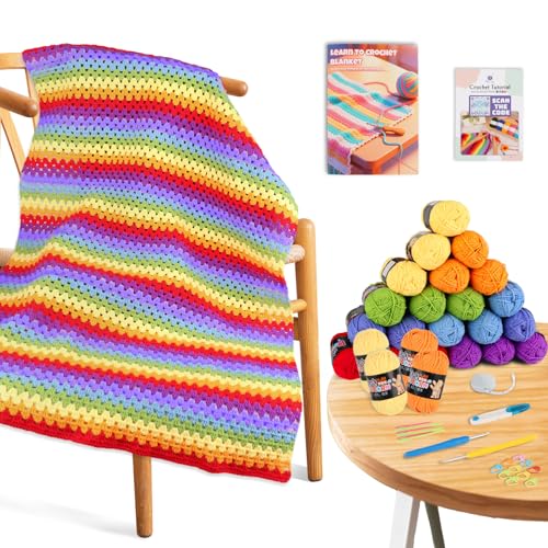 Häkelset für Anfänger, Erwachsene & Kinder - Häkeldecken-Set für Anfänger mit Premium-Garn & Schritt-für-Schritt-Anleitung - Komplettes Anfänger-Häkelset für Erwachsene DIY Granny Square Blanket Häkelset für Anfänger, Erwachsene & Kinder - Häkeldecken-Set für Anfänger mit Premium-Garn & Schritt-für-Schritt-Anleitung - Komplettes Anfänger-Häkelset für Erwachsene DIY Granny Square Blanket von Reessy