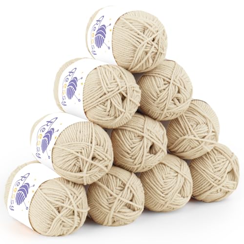 Reessy 10 Pack Strickwolle Acrylgarn Häkelgarn Set, Super Soft 5 Ply Khaki Wolle zum Häkeln Stricken und Basteln, 10 x 50g Häkelgarn für Amigurumi Projekte Handwerk Reessy 10 Pack Strickwolle Acrylgarn Häkelgarn Set, Super Soft 5 Ply Khaki Wolle zum Häkeln Stricken und Basteln, 10 x 50g Häkelgarn für Amigurumi Projekte Handwerk von Reessy