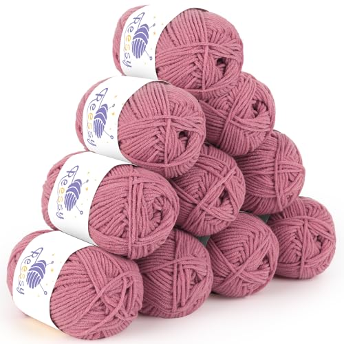 Reessy 10 Pack Strickwolle Acrylgarn Häkelgarn Set, Super weiche 5-lagige gedeckte rosa Wolle zum Häkeln Stricken und Basteln, 10 x 50g Häkelgarn für Amigurumi Projekte Handwerk Reessy 10 Pack Strickwolle Acrylgarn Häkelgarn Set, Super weiche 5-lagige gedeckte rosa Wolle zum Häkeln Stricken und Basteln, 10 x 50g Häkelgarn für Amigurumi Projekte Handwerk von Reessy