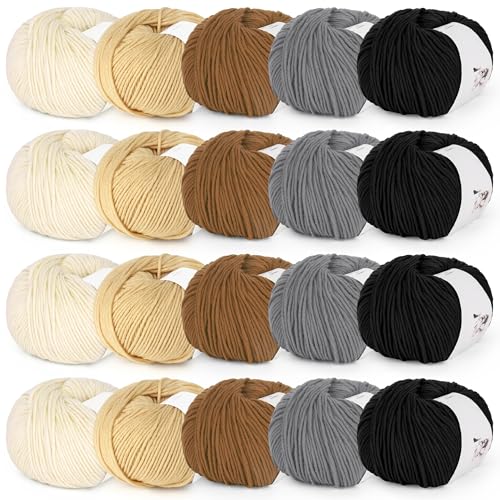 Reessy 20 × 50g Strickwolle Häkelgarn, Milch-Baumwollgarn zum Häkeln und Stricken, Weiche Häkelwolle, Premium Häkelgarn Set für Anfänger, Profi, um Garnprojekte Handwerk abzuschließen Reessy 20 × 50g Strickwolle Häkelgarn, Milch-Baumwollgarn zum Häkeln und Stricken, Weiche Häkelwolle, Premium Häkelgarn Set für Anfänger, Profi, um Garnprojekte Handwerk abzuschließen von Reessy