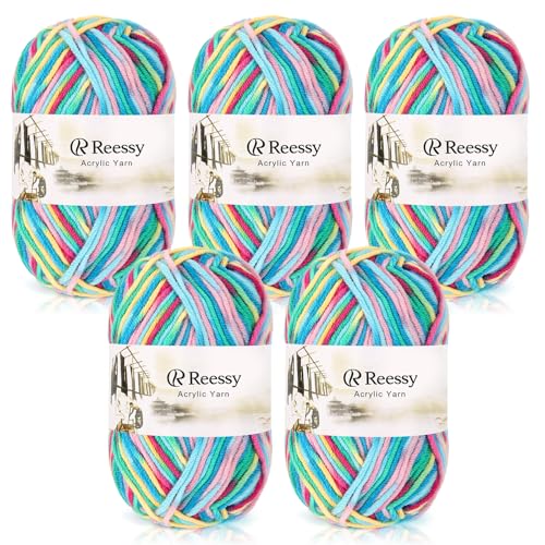 Reessy 225g Strickwolle Acrylgarn Häkelgarn Set, Superweiche 5-lagige Wolle zum Häkeln Stricken und Basteln, 5 x 45g Häkelgarn für Amigurumi Projekte Handcrafts-Lila Grün Gelb Reessy 225g Strickwolle Acrylgarn Häkelgarn Set, Superweiche 5-lagige Wolle zum Häkeln Stricken und Basteln, 5 x 45g Häkelgarn für Amigurumi Projekte Handcrafts-Lila Grün Gelb von Reessy