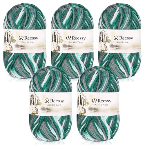 Reessy 225g Strickwolle Acrylgarn Häkelgarn Set, super weiche 5-lagige Wolle zum Häkeln Stricken und Basteln, 5 x 45g Häkelgarn für Amigurumi-Projekte Handarbeit-Dunkelgrün Reessy 225g Strickwolle Acrylgarn Häkelgarn Set, super weiche 5-lagige Wolle zum Häkeln Stricken und Basteln, 5 x 45g Häkelgarn für Amigurumi-Projekte Handarbeit-Dunkelgrün von Reessy