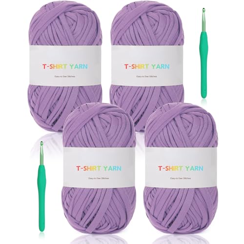 Reessy 400 g T-Shirt-Garn zum Häkeln, 130 Yds grobes Garn-Set, elastisches Stofftuch für DIY-Stricken, handgefertigte Tasche, Korb, Kissenprojekte – super einfach für Anfänger, um Häkeln zu lernen von Reessy