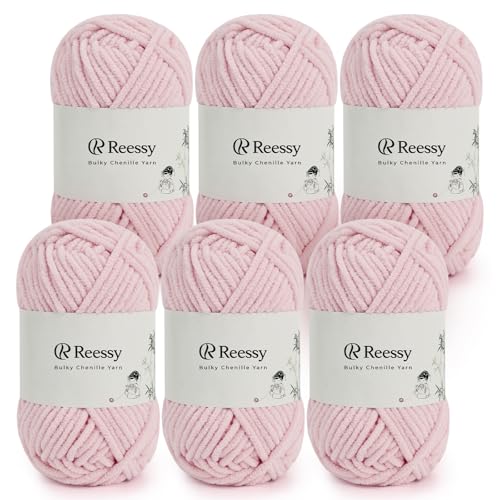 Reessy Bulky Chenille-Garn zum Häkeln, 6 Stück, 50 g/1,76 oz Knäuel, reines Polyester, CYC #5 sperriges Gewicht, weiches, flauschiges Chenille-Garn zum Basteln von Plüschtieren, Decken, Schals Reessy Bulky Chenille-Garn zum Häkeln, 6 Stück, 50 g/1,76 oz Knäuel, reines Polyester, CYC #5 sperriges Gewicht, weiches, flauschiges Chenille-Garn zum Basteln von Plüschtieren, Decken, Schals von Reessy