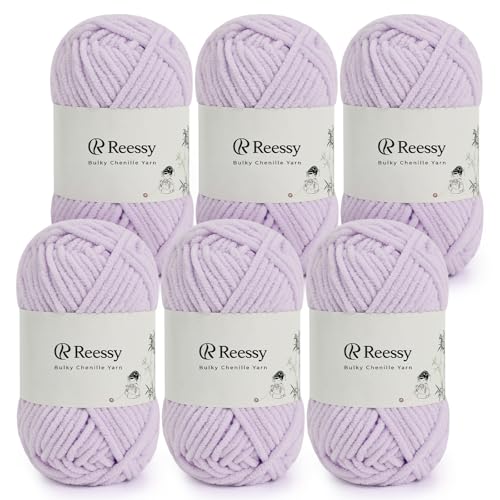 Reessy Bulky Chenille-Garn zum Häkeln, 6 Stück 50 g/1,76 oz Knäuel, reines Polyester, CYC #5 sperriges Gewicht, weiches, flauschiges Chenille-Garn zum Basteln von Plüschtieren, Decken, Schals Reessy Bulky Chenille-Garn zum Häkeln, 6 Stück 50 g/1,76 oz Knäuel, reines Polyester, CYC #5 sperriges Gewicht, weiches, flauschiges Chenille-Garn zum Basteln von Plüschtieren, Decken, Schals von Reessy