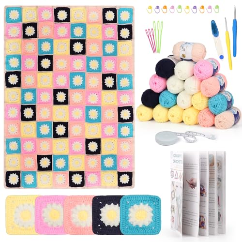 Reessy Häkelset, Granny Quadratische Decke Häkel-Starter-Set mit Wolle, Schritt-für-Schritt-Anleitungen, Häkeldecken-Set für Erwachsene, Häkelset für Anfänger, UK - Machen Sie hübsche Decke Macaron Reessy Häkelset, Granny Quadratische Decke Häkel-Starter-Set mit Wolle, Schritt-für-Schritt-Anleitungen, Häkeldecken-Set für Erwachsene, Häkelset für Anfänger, UK - Machen Sie hübsche Decke Macaron von Reessy