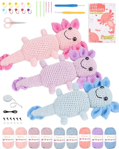Reessy Häkelset für Anfänger und Erwachsene – DIY Axolotl Häkeltier-Sets mit genug Garn, Haken & Schritt-für-Schritt-Anleitungen – Anfänger-Häkelset für Erwachsene & Kinder – Häkel-Starter-Set für Reessy Häkelset für Anfänger und Erwachsene – DIY Axolotl Häkeltier-Sets mit genug Garn, Haken & Schritt-für-Schritt-Anleitungen – Anfänger-Häkelset für Erwachsene & Kinder – Häkel-Starter-Set für von Reessy