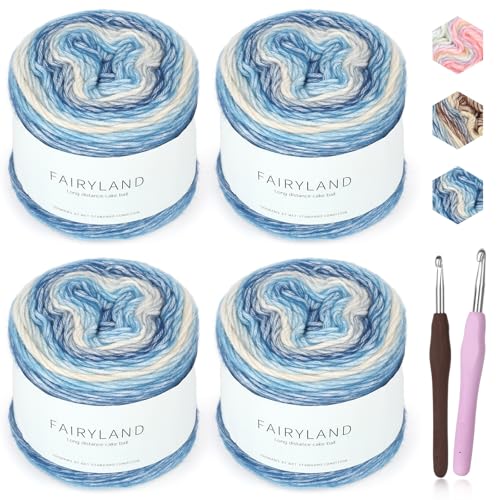 Reessy Ombré-Garn, 4 × 100 g Farbverlaufskuchengarn, mehrfarbig, weiche Garne zum Häkeln und Stricken, hübsch für Schals, Decken, Basteln und Kleidung Reessy Ombré-Garn, 4 × 100 g Farbverlaufskuchengarn, mehrfarbig, weiche Garne zum Häkeln und Stricken, hübsch für Schals, Decken, Basteln und Kleidung von Reessy