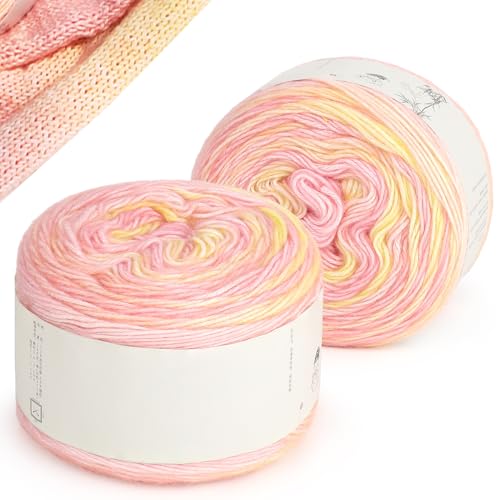 Reessy Ombre-Garn zum Häkeln, Stricken, superweiches Farbverlauf, Kuchengarn mit lebendigen Farben, mehrfarbig, perfekt für Decken, Schals, Schals und Kleidungsstücke (Farbe C) von Reessy