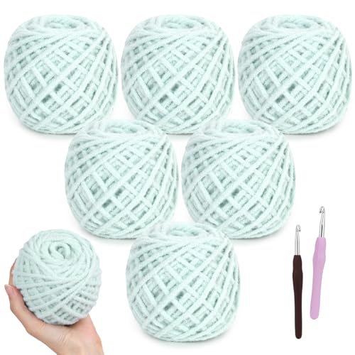 Reessy Weiches, sperriges Garn zum Häkeln, 6 Stück, 100 g, grobes Garn Nr. 5, 100 % Nylon mit Baumwollgefühl, Anfängerfreundliches Häkelgarn für Taschen, Schals, Hüte und Heimdekoration (Himmelblau) Reessy Weiches, sperriges Garn zum Häkeln, 6 Stück, 100 g, grobes Garn Nr. 5, 100 % Nylon mit Baumwollgefühl, Anfängerfreundliches Häkelgarn für Taschen, Schals, Hüte und Heimdekoration (Himmelblau) von Reessy