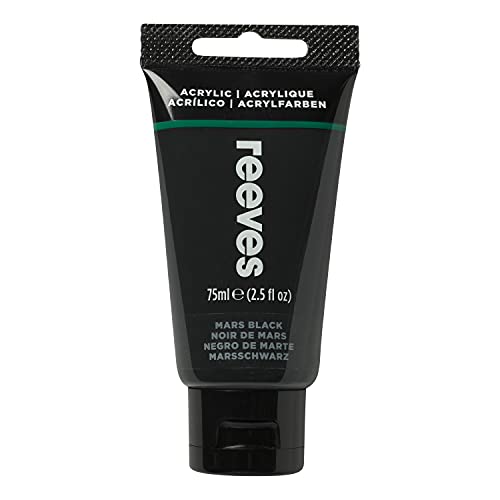 Reeves 8341630 " Acrylic" Acrylfarbe, Lichtecht, hoch Pigmentiert, starke Farbkraft, 75ml Tube - Marsschwarz von Reeves