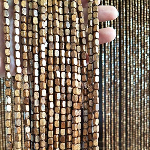Hängender Holzperlen-Türvorhang Kaffee Perle Bildschirm Raumteiler Runde Perlen Dekovorhang für Terrassentür Innendekoration von Refue