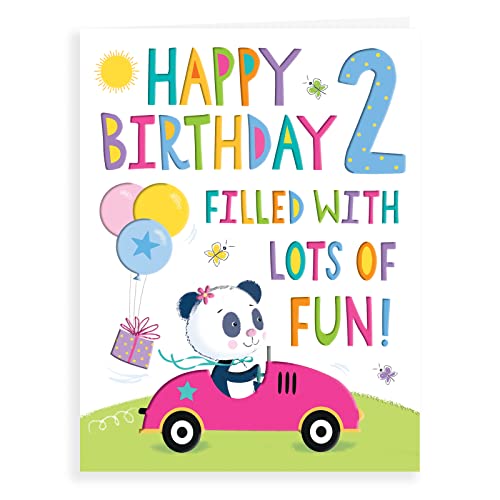 Regal Cards Geburtstagskarte zum 2. Geburtstag für Mädchen – Panda Autoballons von Regal Cards