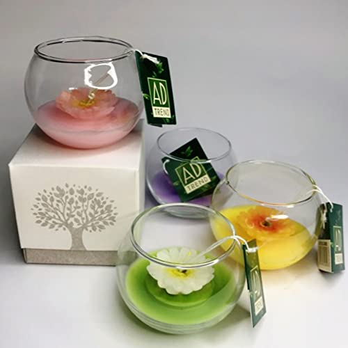 gift ami.shop 12 farbige Kerzen mit Glas, 7 cm und mit eleganter Geschenkbox von Regalami