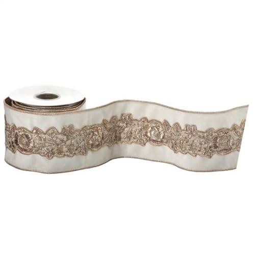 Regency International Metallischer Samt mit Blumenbesatz, 4,5 m, elfenbeinfarbenes Champagner Regency International Metallischer Samt mit Blumenbesatz, 4,5 m, elfenbeinfarbenes Champagner von Regency International