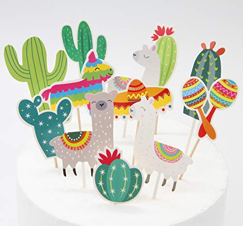 12 Stück Bunt Alpaka Kaktus Die Wüste Kinder Party Kuchen Dekoration Cake Toppers Geburtstagskuchen Deko von Regendeko