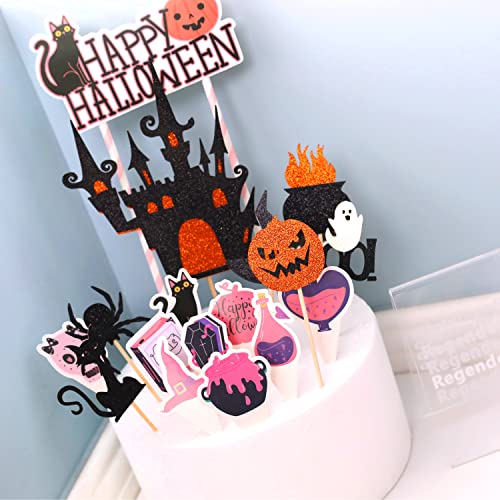 Regendeko 20pcs Happy Halloween Boo Kuchendeko Tortendeko Cupcake Toppers Tortenstecker von Regendeko