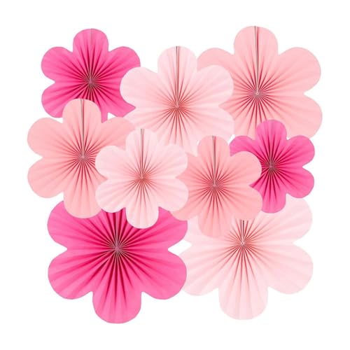 Regendeko 9 Stück Papier Fächer Dekoration Blumen Papier Geburtstagsdeko Hochzeit Party Deko (Rosa) von Regendeko