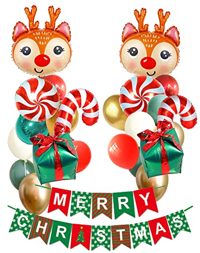 Regendeko Merry Christmas Elch Weihnachten Deko Set Folienballon Weihnachten Party Deko Set Christmas Decorations Weihnachtsdeko Set von Regendeko