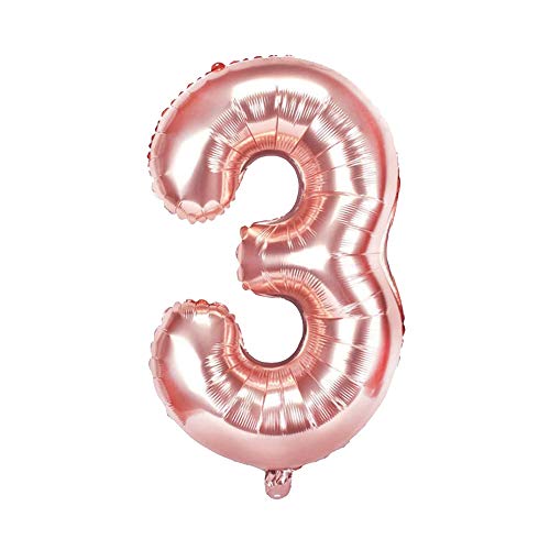 Regendeko Folienballon Zahl I Geburtstagsdeko Luftballon Deko zum Geburtstag Folienluftballons Dekoration Birthday Heliumdeloono (Rosegold 3) von Regendeko