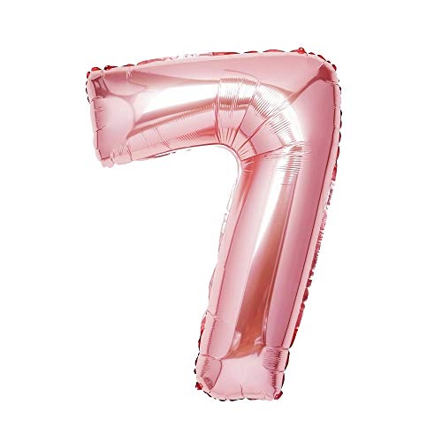 Regendeko Folienballon Zahl I Geburtstagsdeko Luftballon Deko zum Geburtstag Folienluftballons Dekoration Birthday Heliumdeloono (Rosegold 7) von Regendeko