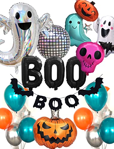 Regendeko Halloween Boo Geist Kürbis Folienballon Deko Set Ballons Girlanden（Geist） von Regendeko