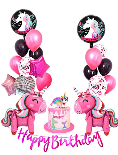 Regendeko Happy Birthday Einhorn Deko Kindergeburtstag Geburtstagsdeko Mädchen Einhorn Folienballon Luftballons von Regendeko