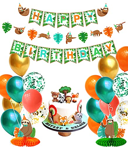 Regendeko Happy Birthday Faultier Kindergeburtstag Deko Luftballon Girlande Konfetti Luftballons Party Deko Kindergeburtstag Deko Jungen von Regendeko