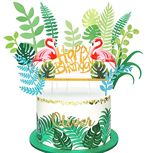 Regendeko Happy Birthday Flamingo Kuchen Deko Montera Tropical Hawaii deko Tortendeko Cake Toppers Geburtstagskuchen Deko von Regendeko
