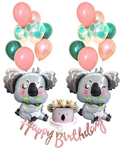 Regendeko Koala Happy Birthday Kindergeburtstag Deko Waldtier Geburtstag Deko Junge Mädchen Ballons Geburstag Girlande Folienballon Party Deko Birthday Decorations von Regendeko