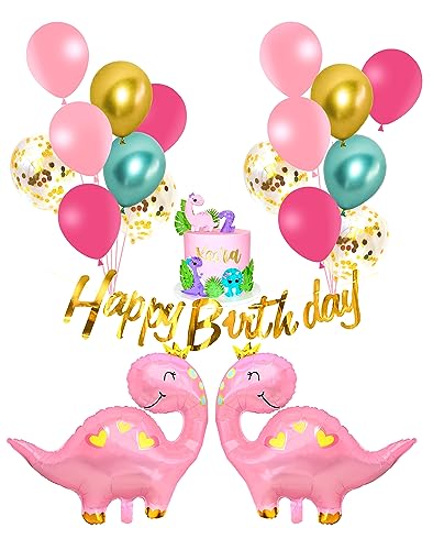 Regendeko Happy Birthday Rosa Dino Geburtstag Deko Dinosaurier Geburtstag Deko Kindergeburtstag Deko Ballons Geburstag Girlande Folienballon Party Deko Birthday Decorations von Regendeko
