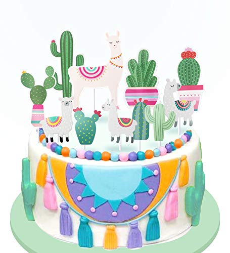 Regendeko 10 Stück Rosa Alpaka Lama Kaktus Die Wüste Kinder Party Kuchendekoration Cake Toppers Geburtstagskuchen Deko (Rosa) von Regendeko