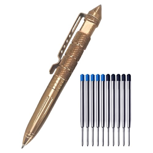 Regerly Tactical Pen, 1 Stück Taktischer Kugelschreiber Multifunktional Aluminium mit Glasbrecher und Selbstverteidigungs mit 5 blau 5 schwarze Nachfüllungen für Tactical Defense Regerly Tactical Pen, 1 Stück Taktischer Kugelschreiber Multifunktional Aluminium mit Glasbrecher und Selbstverteidigungs mit 5 blau 5 schwarze Nachfüllungen für Tactical Defense von Regerly