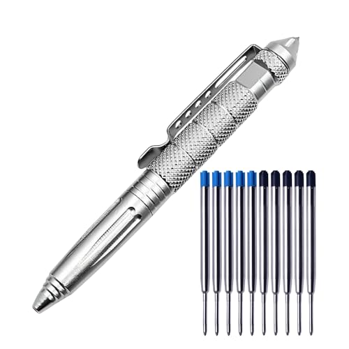 Regerly Tactical Pen, 1 Stück Taktischer Kugelschreiber Multifunktional Aluminium mit Glasbrecher und Selbstverteidigungs mit 5 blau 5 schwarze Nachfüllungen für Tactical Defense Regerly Tactical Pen, 1 Stück Taktischer Kugelschreiber Multifunktional Aluminium mit Glasbrecher und Selbstverteidigungs mit 5 blau 5 schwarze Nachfüllungen für Tactical Defense von Regerly