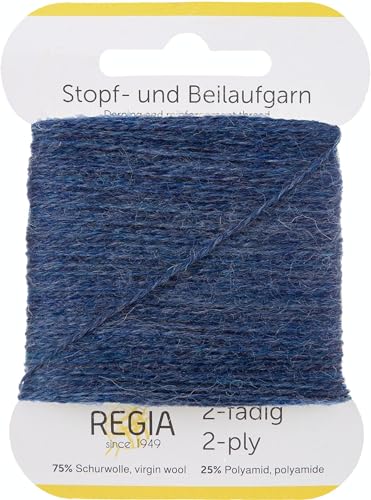 REGIA 2-fädig Uni 9801278-02137 jeans meliert Handstrickgarn, Sockengarn, Beilaufgarn, 5g Kärtchen von Regia