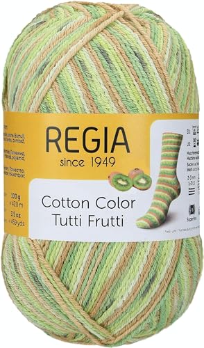 REGIA 4-fädig Cotton Tutti Frutti 9801621-02418 kiwi Handstrickgarn, Sockengarn, 100g Knäuel REGIA 4-fädig Cotton Tutti Frutti 9801621-02418 kiwi Handstrickgarn, Sockengarn, 100g Knäuel von Regia